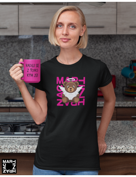 Women's black T-shirt - Teddy Bear Angel
