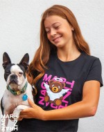 Dámské černé tričko - Medvídek Anděl vel. S