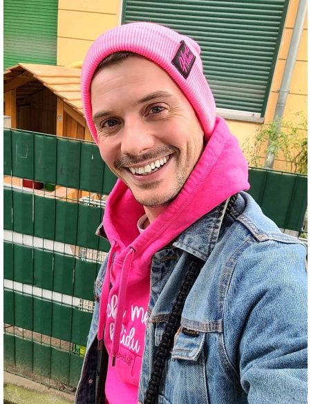 Pletená čepice - Horká hlava fluorenscenční růžová