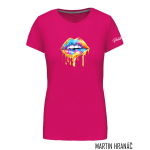 Dámské tričko - Polib mi! růžové vel. M